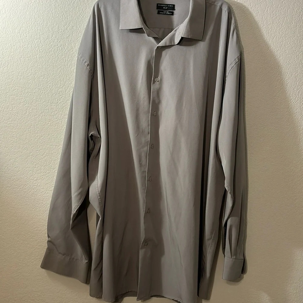 Shaquille O'Neal XLG Big and Tall Mens Big Fit Cooling Long Sleeve Dress Shirt